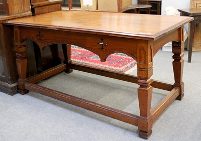 Lot 1317 - A Pitch Pine Refectory Table in Gothic Taste,...