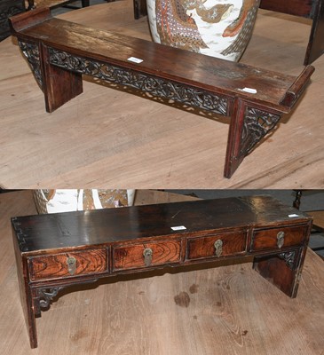 Lot 1173 - A Chinese Carved Elm Alter Table, of typical...