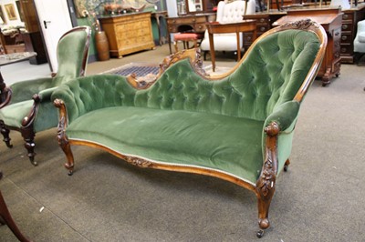 Lot 1398 - A Victorian Mahogany Framed Button Chaise