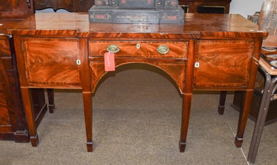 Lot 1170 - A George III Breakfront Sideboard, crossbanded...