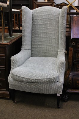 Lot 1427 - A Mahogany Framed Wing Chair, with high back