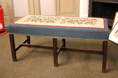 Lot 1451 - A Carved Mahogany Long Stool, with needlework...