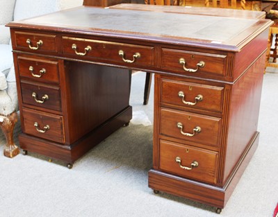 Lot 1297 - A Late Victorian Mahogany Pedestal Desk, 121cm...