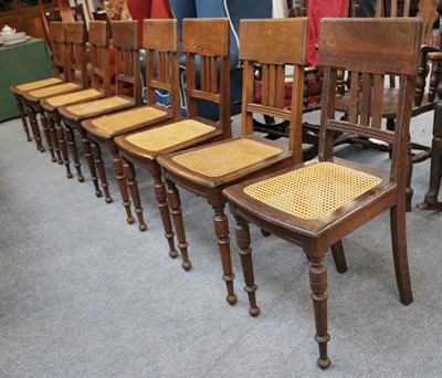 Lot 1280 - A Set of Eight Late Victorian Oak Chairs, with...