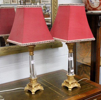 Lot 1208 - A Pair of Classical Style Glass and Giltwood...