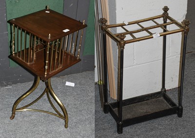 Lot 1102 - A Brass and Mahogany Centre Pedestal Bookcase,...