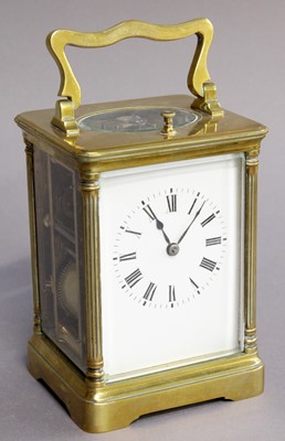 Lot 215 - A Brass Striking and Repeating Carriage Clock,...