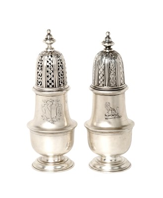 Lot 2106 - A Pair of George II Silver Casters
