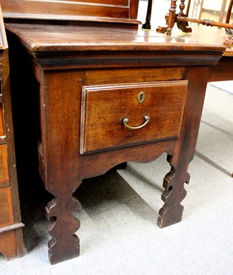 Lot 1309 - An 18th Century Carved Oak Side Table, fitted...