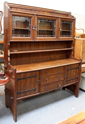 Lot 1223 - A Pitch Pine Arts and Crafts Style Dresser,...