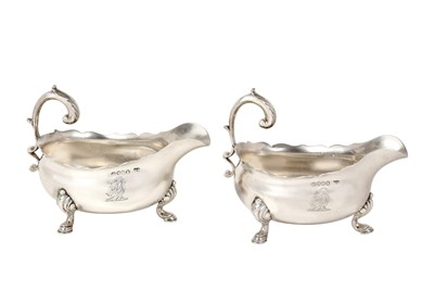 Lot 2190 - A Pair of George IV Silver Sauceboats