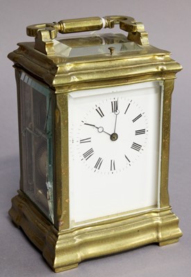 Lot 214 - A Brass Striking and Repeating Carriage Clock,...