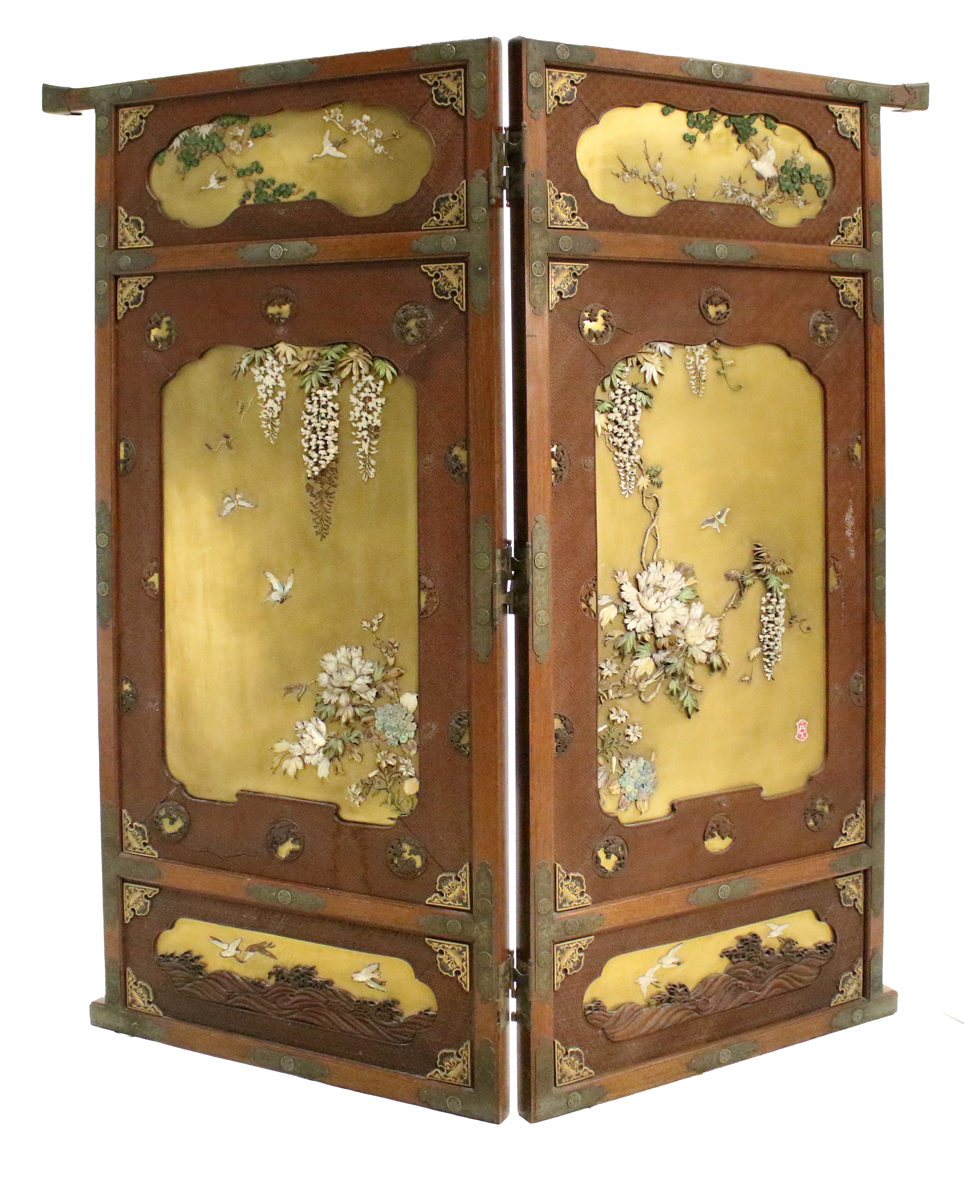 Large Antique Meji Period Japanese Shibayama Cabinet Museum 