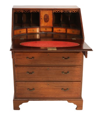 Lot 700 - A Mahogany and Tulipwood-Banded Bureau, early...