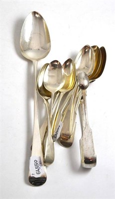 Lot 399 - Georgian silver basting spoon, a pair of silver sugar tongs and various Georgian and later...