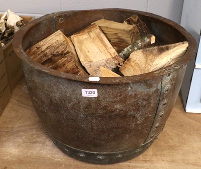 Lot 1320 - A Copper Log Bin, of riveted construction,...