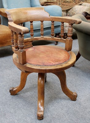 Lot 1269 - An Oak Swivel Desk Chair, early 20th century