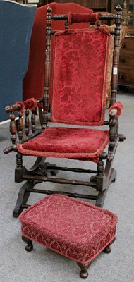 Lot 1349 - An American Style Rocking Chair, early 20th...