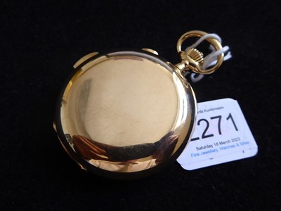 Lot 2271 - An 18 Carat Gold Full Hunter Keyless Minute...