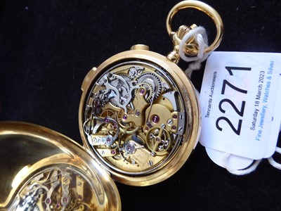 Lot 2271 - An 18 Carat Gold Full Hunter Keyless Minute...