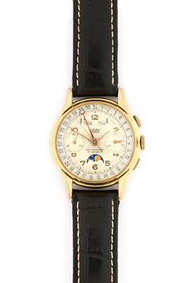 Lot 225 - Malaz: A Plated Triple Calendar Chronograph...