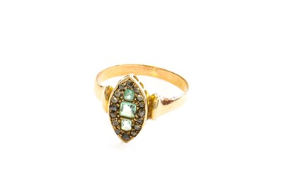 Lot 314 - A Green Stone and Diamond Cluster Ring,...