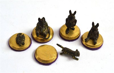 Lot 404 - Five miniature cold painted bronze figures