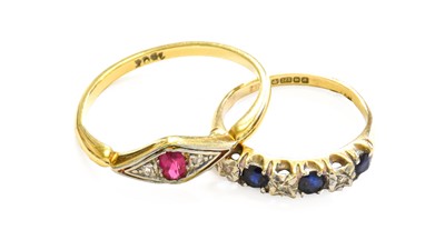 Lot 293 - A 9 Carat Gold Sapphire and Diamond Seven...