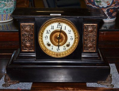 Lot 409 - A striking mantel clock, dial signed Ansonia Clock Co.