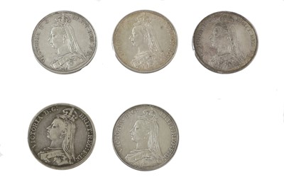 Lot 102 - 5 x Victoria, 'Jubilee Head' Crowns comprising:...