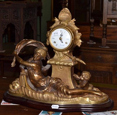 Lot 414 - A large gilt metal figural mantel clock