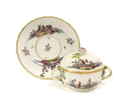 Lot 91 - A Meissen Porcelain Ecuelle, Cover and Stand,...