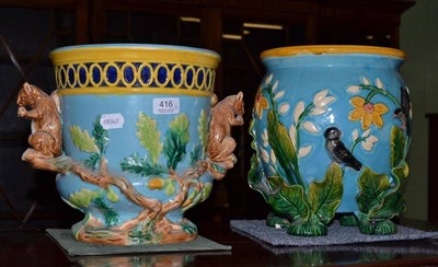 Lot 416 - Maiolica style pottery planter and another (2)