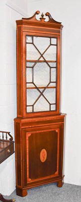 Lot 1324 - An Edwardian Standing Corner Cupboard, with...