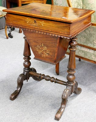 Lot 1259 - A Victorian Figured Walnut Work Box, with...