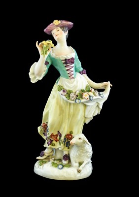 Lot 98 - A Meissen Porcelain Figure of a Shepherdess,...