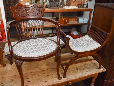 Lot 1141 - A Mahogany Occasional Chair, upholstered in...