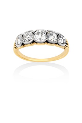 Lot 2059 - A Diamond Five Stone Ring the graduated old...