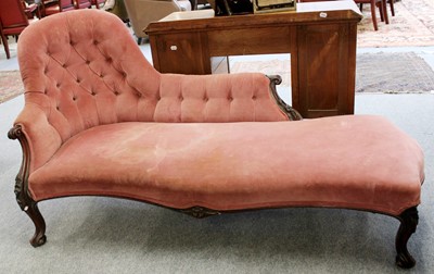 Lot 1267 - A Victorian Carved Mahogany Framed Chaise...