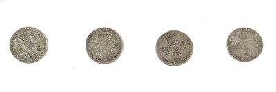 Lot 178 - 4 x George II, Shillings comprising: 1739 obv....