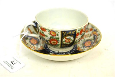 Lot 43 - A First Period Worcester Porcelain Tea Cup and Saucer, circa 1770, painted with the fancy...