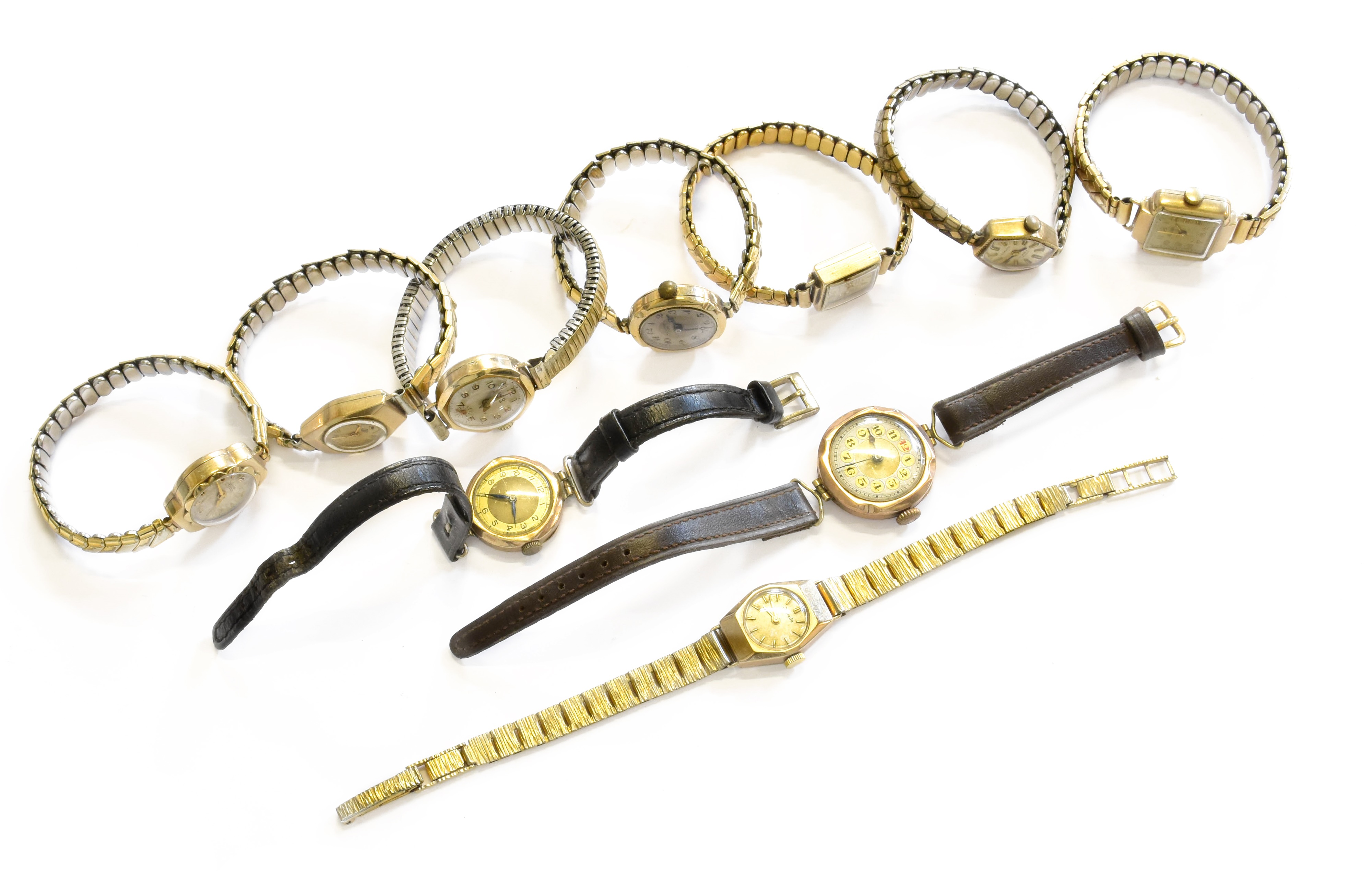 Lot 353 Ten Lady's 9 Carat Gold Wristwatches