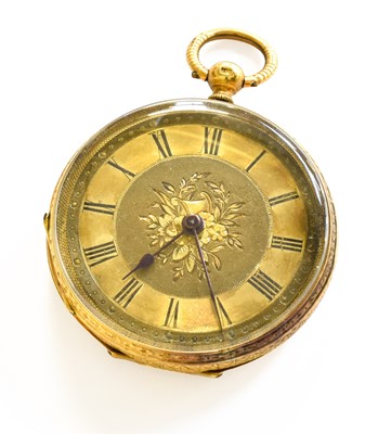 Lot 352 - A Lady's 18 Carat Gold Fob Watch, circa 1890,...