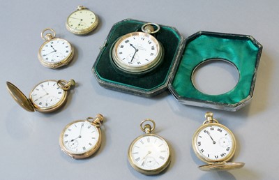 Lot 386 - Six Gold Plated Pocket Watches, and a Nickel...