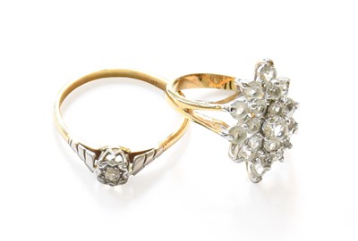 Lot 108 - A Diamond Solitaire Ring, stamped '18CT',...