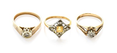 Lot 106 - Two 9 Carat Gold Diamond Solitaire Rings,...