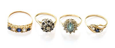 Lot 101 - Four 9 Carat Gold Rings, of varying designs...