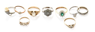 Lot 107 - Two 9 Carat Gold Rings; together with Seven...