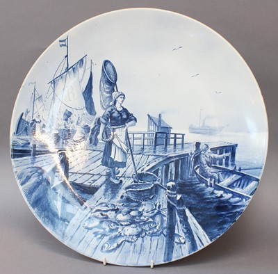 Lot 182 - Two Delft Chargers, 20th century, one printed...