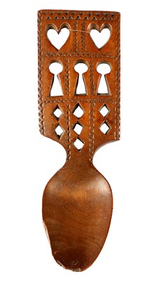 Lot 427 - A Welsh Treen Love Spoon, early 19th century,...